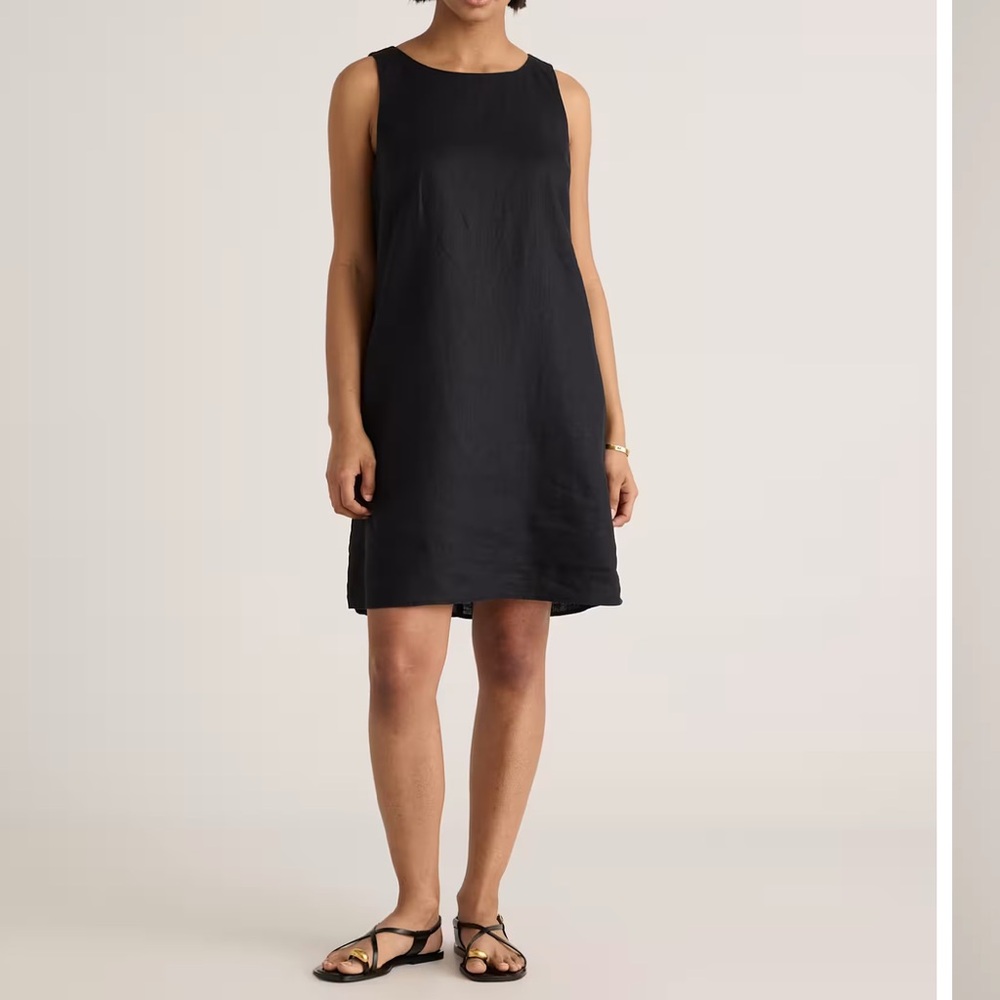 Quince 100% European Linen Tank Mini Dress Size M black